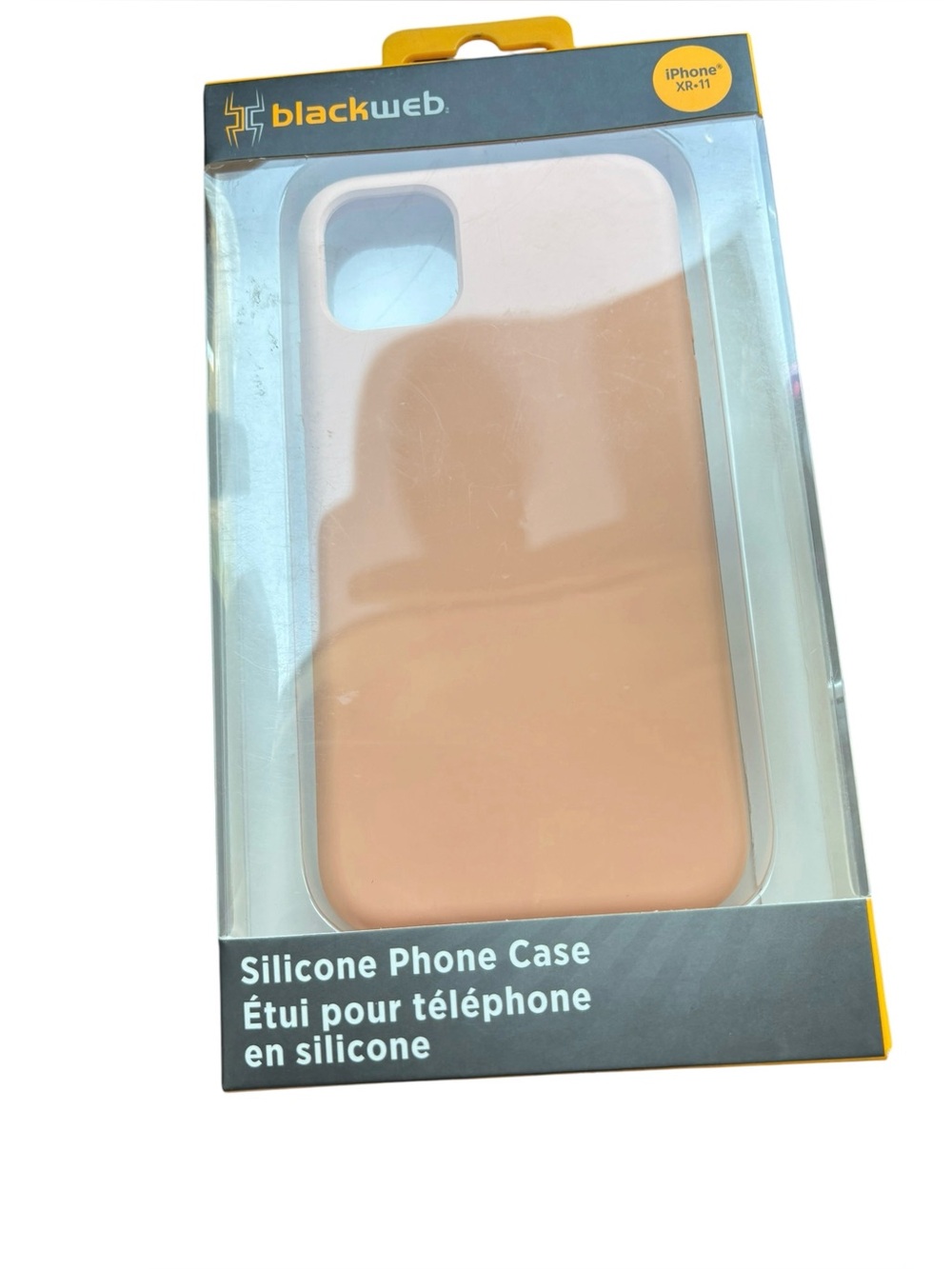 Black web Silicone Phone Case iPhone 13 Mega, Safe Compatible Peach